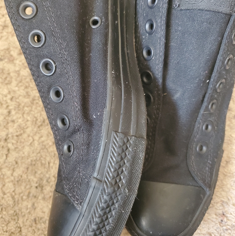 Black on black converse slip ons